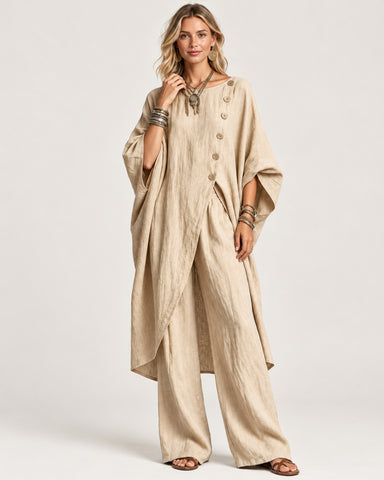 Women's Casual Linen Two Piece Pants Set
