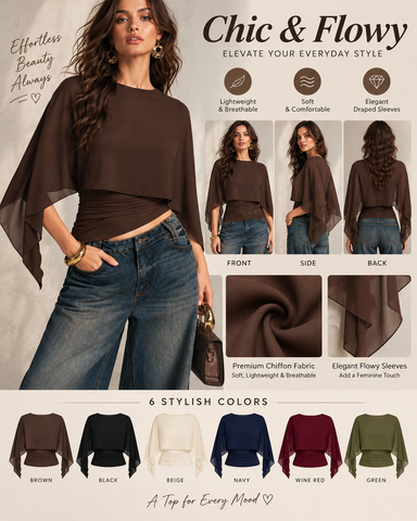 Flowy Cape Sleeve Top