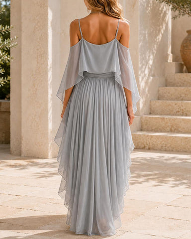 Elegant Sleeveless Irregular Chiffon Long Dress