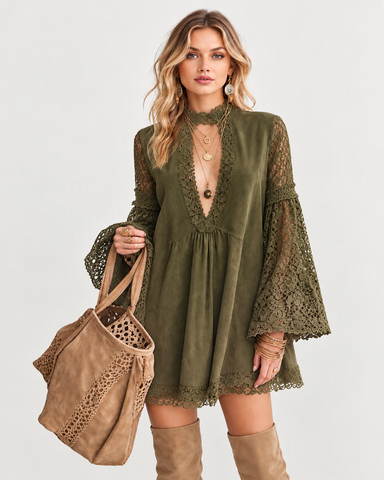 Boho Lace Mini Dress