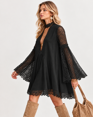 Boho Lace Mini Dress