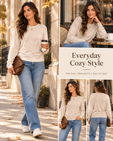 Women's Side-Ruched Long Sleeve Knit Top