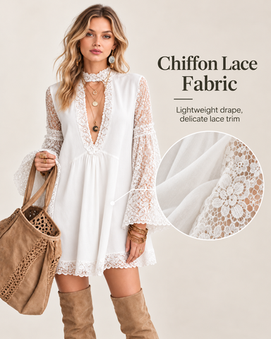 Boho Lace Mini Dress