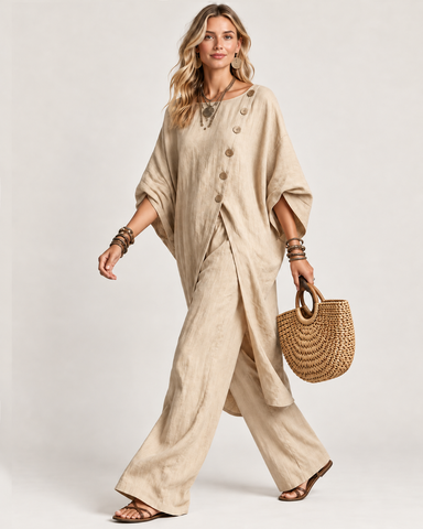 Women's Casual Linen Two Piece Pants Set