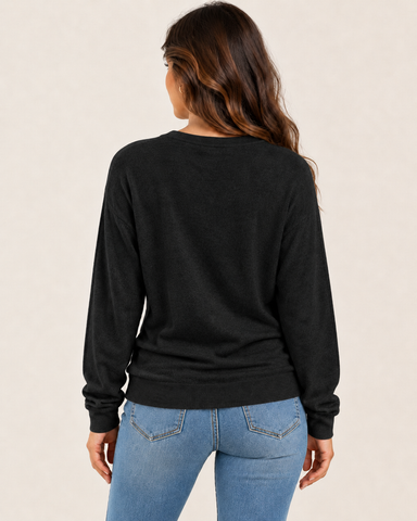Women's Side-Ruched Long Sleeve Knit Top