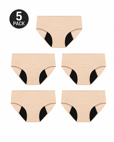 5-Pack Absorbent Leak-Protection Period Panties