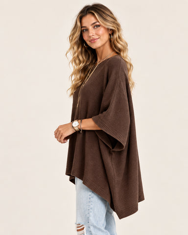 Women's Oversized Batwing Sleeve Knit Top