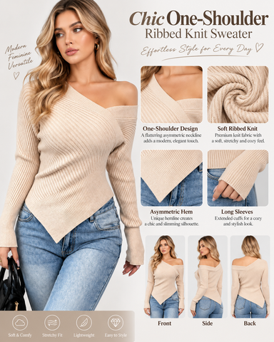 Asymmetrical Off-Shoulder Knit Top
