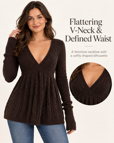 Women's V-Neck Peplum Knit Top
