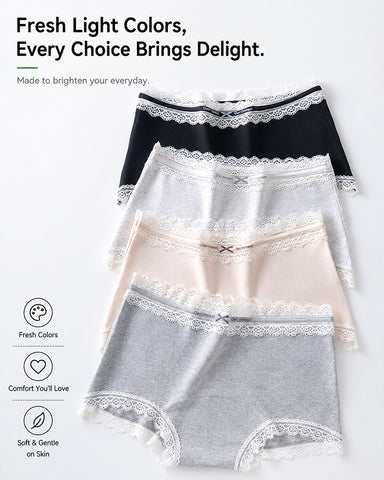 5-Pack Pure Cotton Lace Trim Panties