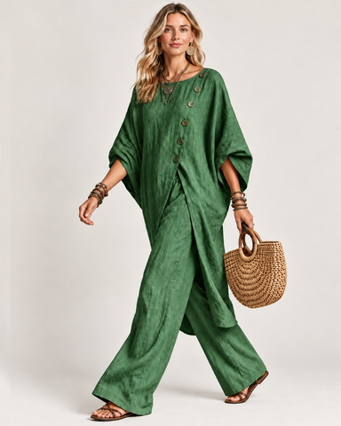 Women's Casual Linen Two Piece Pants Set