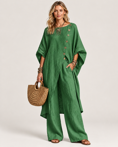 Women's Casual Linen Two Piece Pants Set