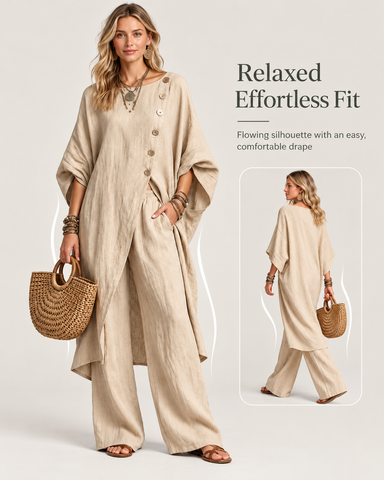 Women's Casual Linen Two Piece Pants Set