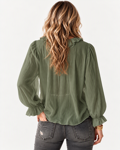 Ruffle Tie Chiffon Blouse