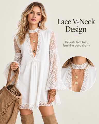 Boho Lace Mini Dress
