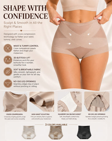 3-Pack High Waist  Sheer Mesh Shaping Panties