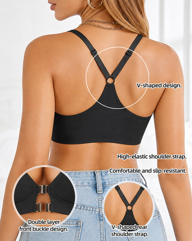 Front Closure Deep V Seamless Wirefree Bra