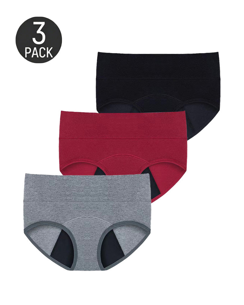 Multiple-Pack High Waist Pure Cotton Seamless Menstrual Panties
