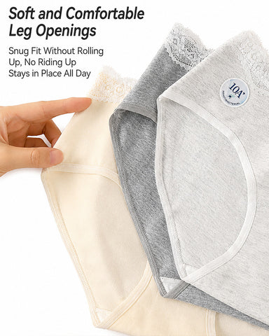5-Pack Pure Cotton Breathable Lace Trim Panties