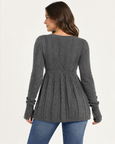 Women's V-Neck Peplum Knit Top