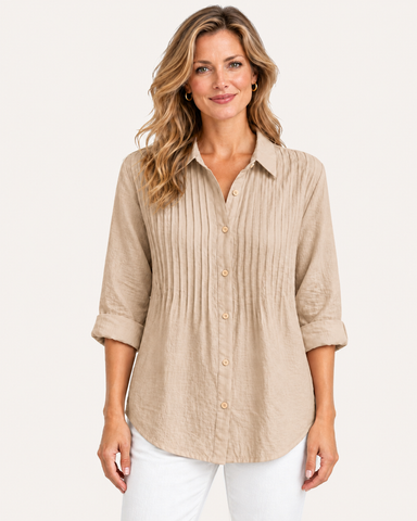 Cotton Linen Pintuck Shirt
