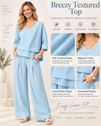 100% Cotton Linen V-Neck Top