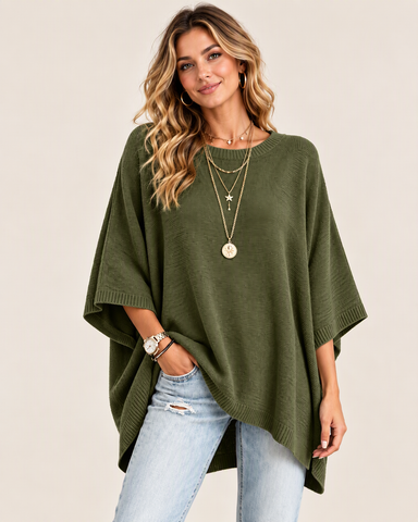 Women's Oversized Batwing Sleeve Knit Top