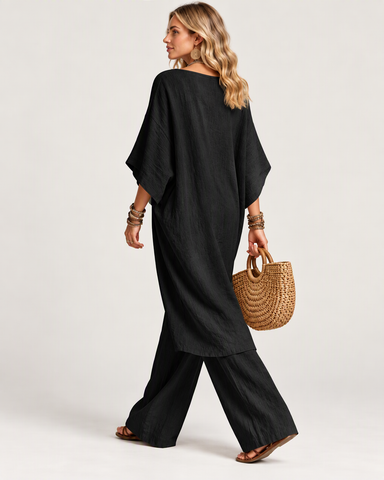 Women's Casual Linen Two Piece Pants Set