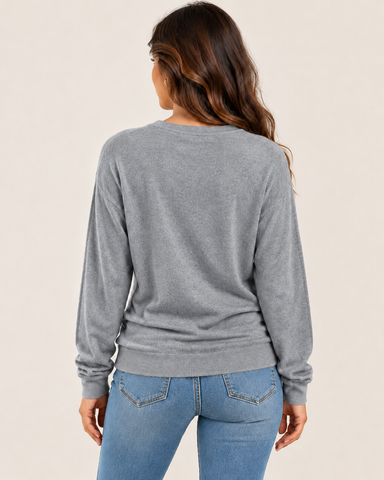 Women's Side-Ruched Long Sleeve Knit Top
