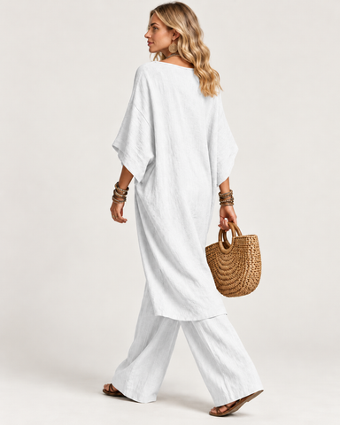 Women's Casual Linen Two Piece Pants Set