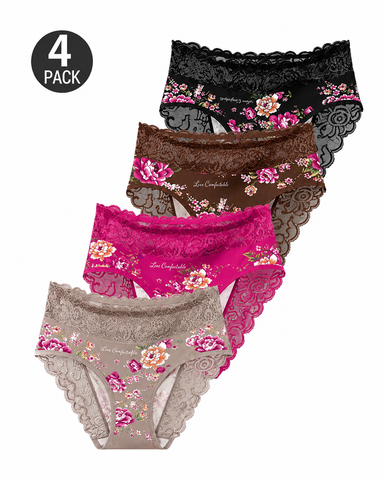4-Pack Soft Bloom Lace Panties