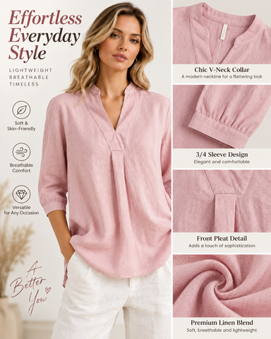 100% Linen Deep V Loose Top