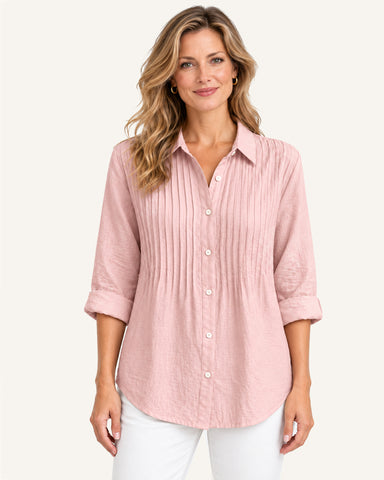 Cotton Linen Pintuck Shirt