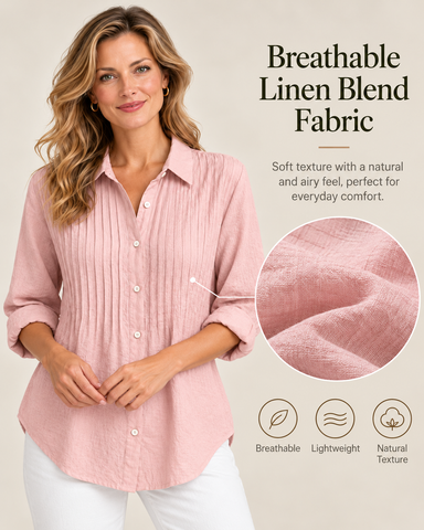Cotton Linen Pintuck Shirt