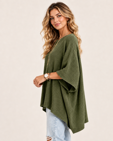 Women's Oversized Batwing Sleeve Knit Top