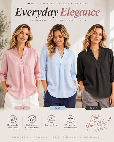 100% Linen Deep V Loose Top