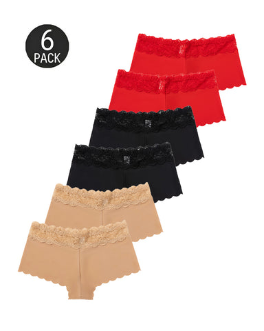 Six-Pack Seamless Ice Silk Lace Boxer Briefs