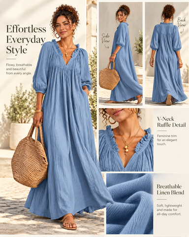 Women's Cotton Linen Maxi Dress