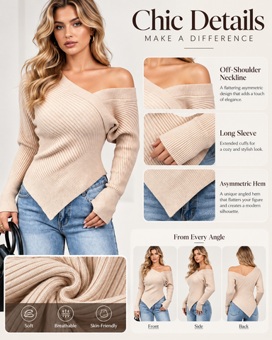 Asymmetrical Off-Shoulder Knit Top