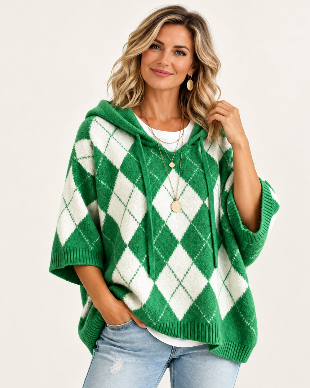 Argyle Hooded Sweater