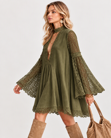 Boho Lace Mini Dress