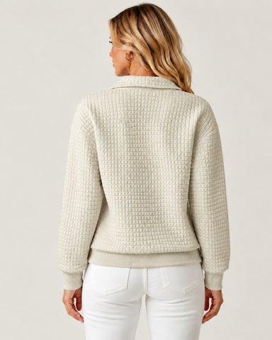 Women's Waffle Knit Quarter-Zip Pullover