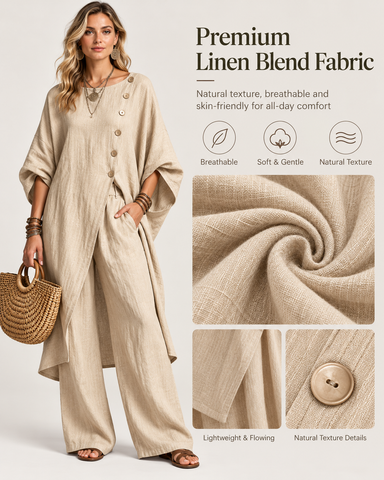 Women's Casual Linen Two Piece Pants Set