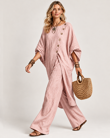 Women's Casual Linen Two Piece Pants Set
