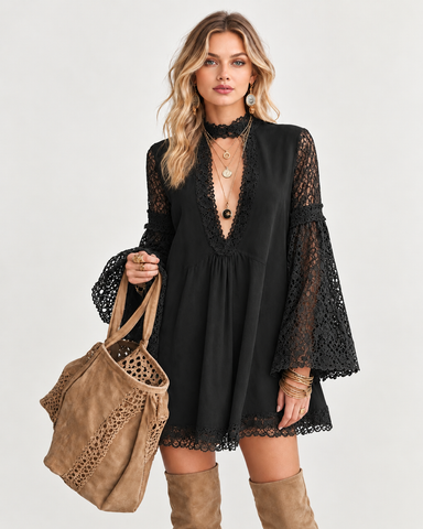 Boho Lace Mini Dress