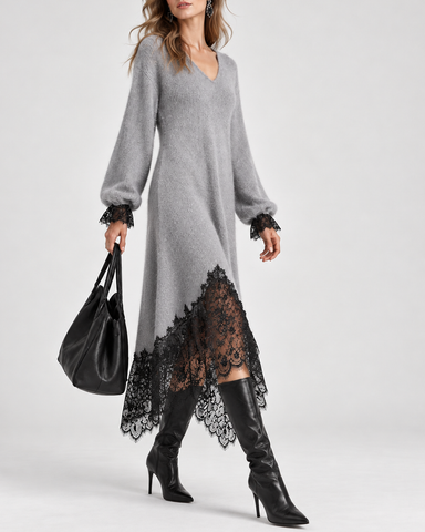 Elegant Lace Hem Dress