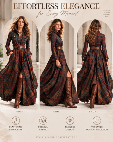 Vintage Plaid Maxi Dress