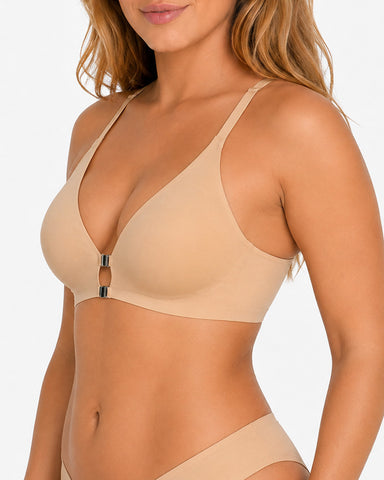Front Closure Deep V Seamless Wirefree Bra