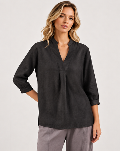100% Linen Deep V Loose Top