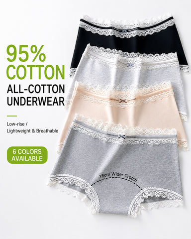 5-Pack Pure Cotton Lace Trim Panties